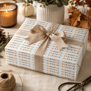 Thankful Grateful Blessed Wrapping Paper – Modern