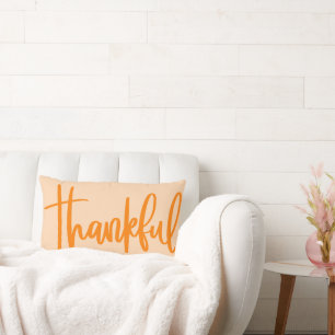 Thankful Grateful Blessings Thanksgiving Lumbar Pillow