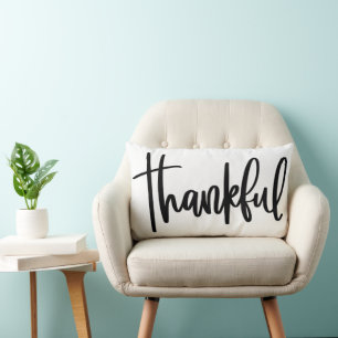 Thankful Grateful Blessings Thanksgiving Lumbar Pillow