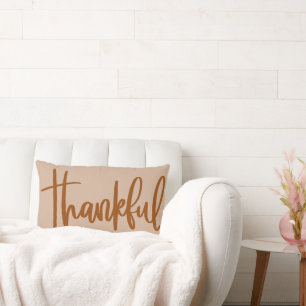 Thankful Grateful Blessings Thanksgiving Lumbar Pillow