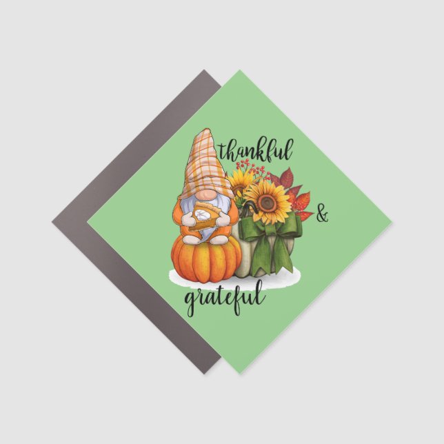 Thankful & grateful car magnet (Front)