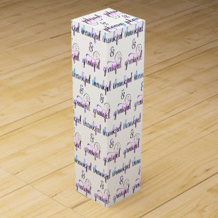 Thankful & Grateful Fancy Text Wine Box
