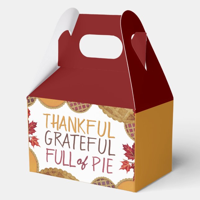 Thankful Grateful Full of Pie Happy Thanksgiving Favor Boxes (Front)