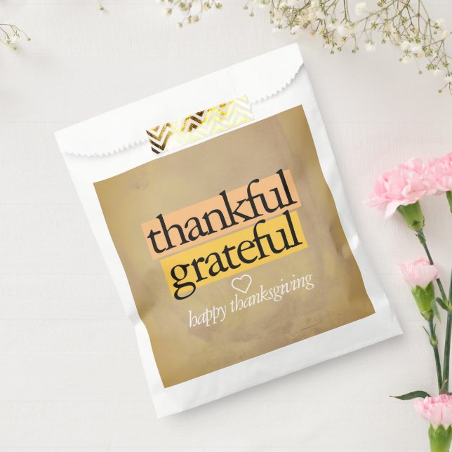 Thankful. Grateful. Happy Thanksgiving. Favor Bag (Sealed)