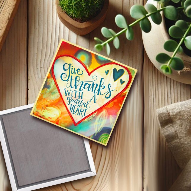 Thankful, Grateful Heart Colorful Inspirivity  Magnet (Creator Uploaded)