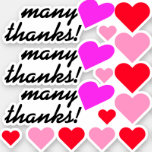 [ Thumbnail: Thankful, Grateful "Many Thanks!" W/ Heart Shape Sticker ]