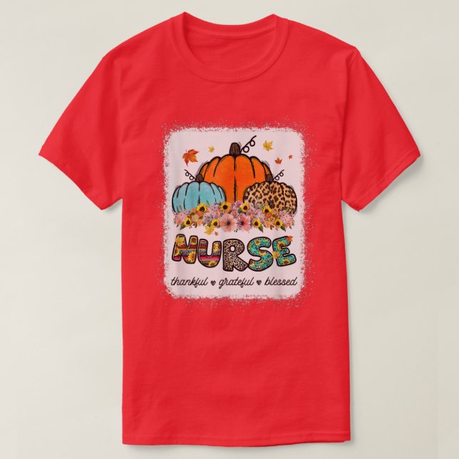 Thankful Grateful Nurse Pumpkin Leopard For Thankg T-Shirt (Design Front)