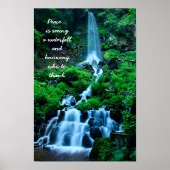 Thankful Grateful Peace Beautiful Waterfall Forest Poster by BeverlyClaire at Zazzle