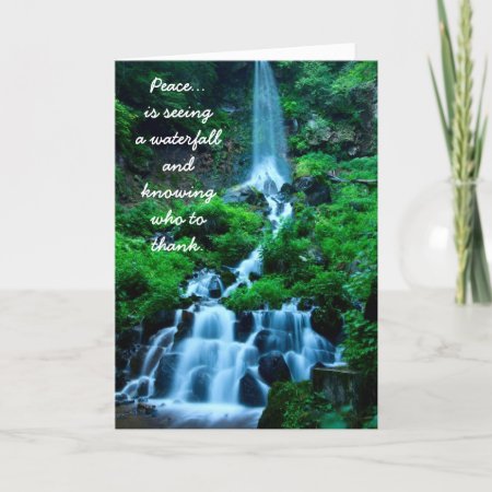 Thankful Grateful Peace Beautiful Waterfall Forest Thank You Card