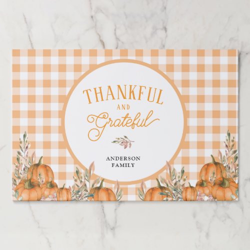 Thankful Grateful Pumpkins Gingham Thanksgiving Paper Pad