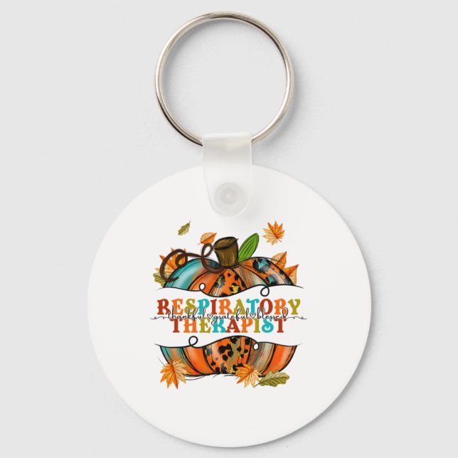 Thankful Grateful Respiratory Therapist Pumpkin Au Keychain (Front)