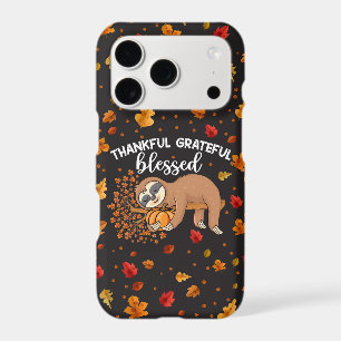 Thankful Grateful Sloth Autumn Leaves iPhone 17 Pro Case