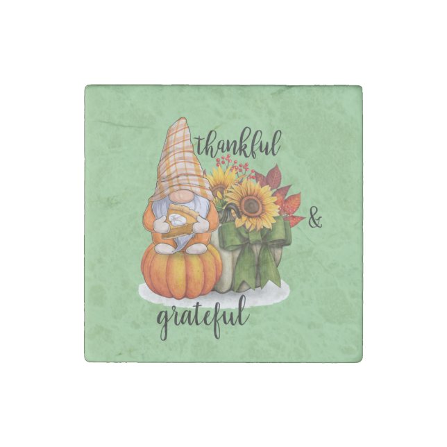 Thankful & grateful  stone magnet (Front)