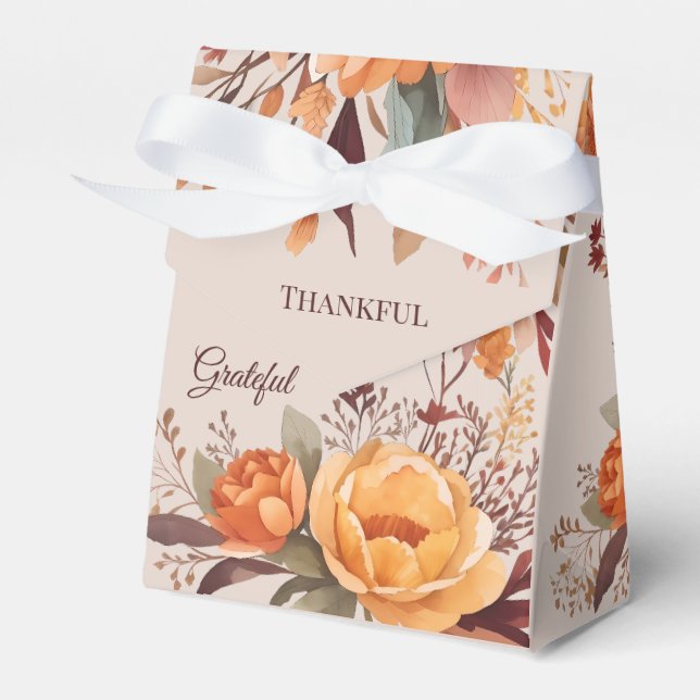 Thankful Grategul Blessed Floral Thanksgiving  Favor Boxes (Front Side)