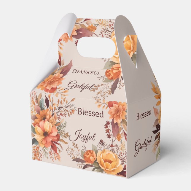 Thankful Grategul Blessed Floral Thanksgiving  Favor Boxes (Front Side)