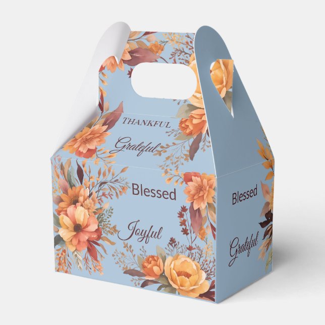 Thankful Grategul Blessed Floral Thanksgiving  Favor Boxes (Front Side)