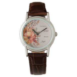 Thankful Grategul Blessed Floral Thanksgiving Watch