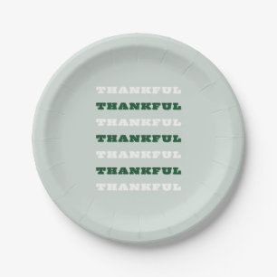 Thankful, Gratitude Quote, Green Paper Plates