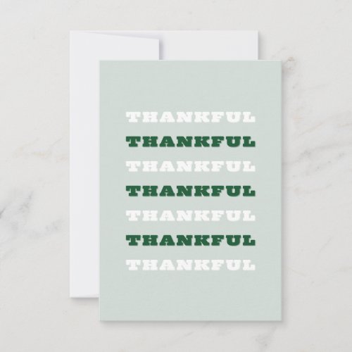 Thankful Gratitude Quote Green Thank You Card