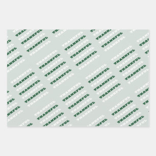 Thankful, Gratitude Quote, Green Wrapping Paper Sheets