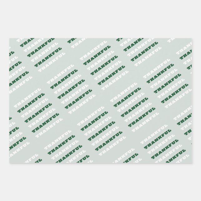 Thankful, Gratitude Quote, Green Wrapping Paper Sheets (Front)