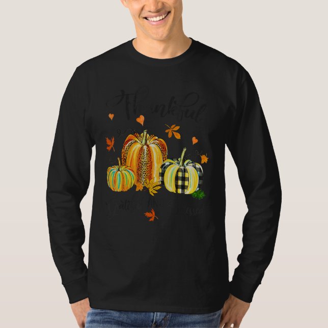 Thankful Greatful And Blessed Fall Vibes Pumpkins T-Shirt (Front)