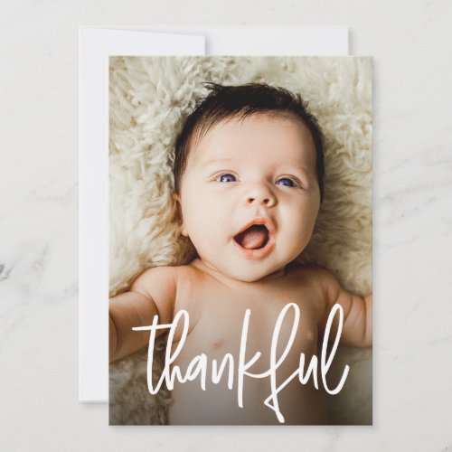 Thankful Handlettering Custom Baby Shower Photo Thank You Card