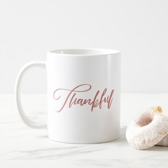 Thankful Handwritten Typography Coffee Mug (With Donut)