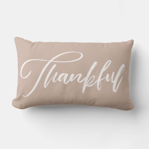 Thankful Handwritten Typography Lumbar Pillow