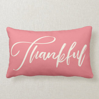 Thankful Handwritten Typography Lumbar Pillow