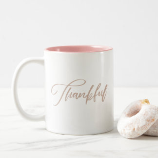 Thankful Handwritten Typography Two-Tone Coffee Mug