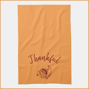 Thankful Harvest Cornucopia Thanksgiving Kitchen Towel