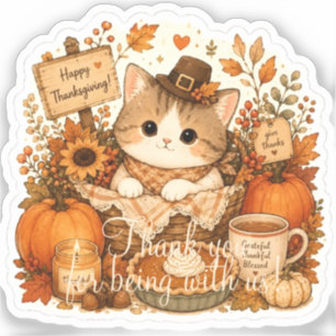 Thankful Harvest Kitty Sticker