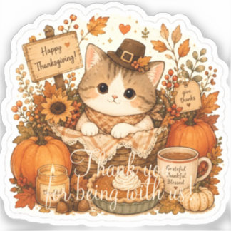 Thankful Harvest Kitty Sticker