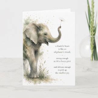 Thankful Heart Elephant Watercolor Thank You Card