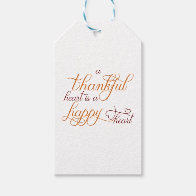 Thankful Heart Is A Happy Heart Thanksgiving Gift Tags