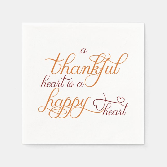 thankful heart is a happy heart thanksgiving paper napkins (Front)