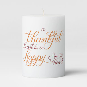 thankful heart is a happy heart thanksgiving pillar candle