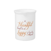 thankful heart is a happy heart thanksgiving pitcher