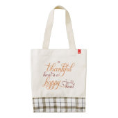 thankful heart is a happy heart thanksgiving zazzle HEART tote bag (Back)