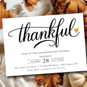 Thankful Heart Thanksgiving Dinner Invitation
