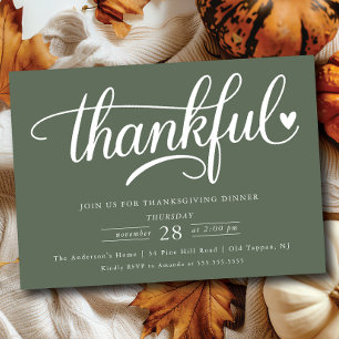 Thankful Heart Thanksgiving Dinner Invitation