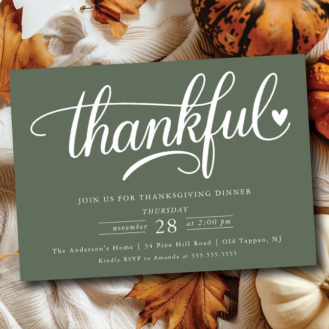 Thankful Heart Thanksgiving Dinner Invitation (Creator Uploaded)