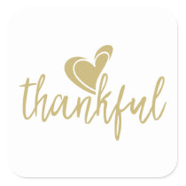 thankful heart thanksgiving square sticker