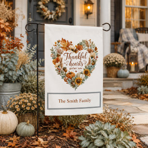 Thankful Hearts Blue Fall Decorations Double Sided Garden Flag