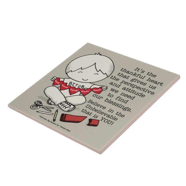 Thankful Hearts Ceramic Tile (Side)