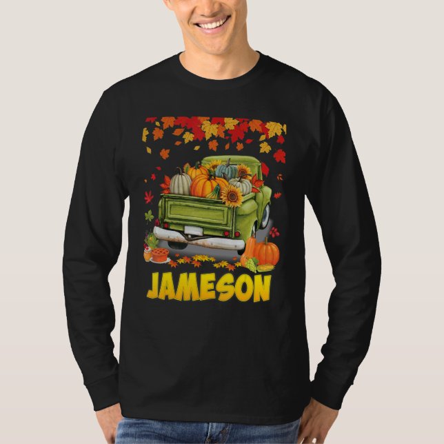 Thankful Jameson Thanksgiving Pumpkin Truck Fall T T-Shirt (Front)