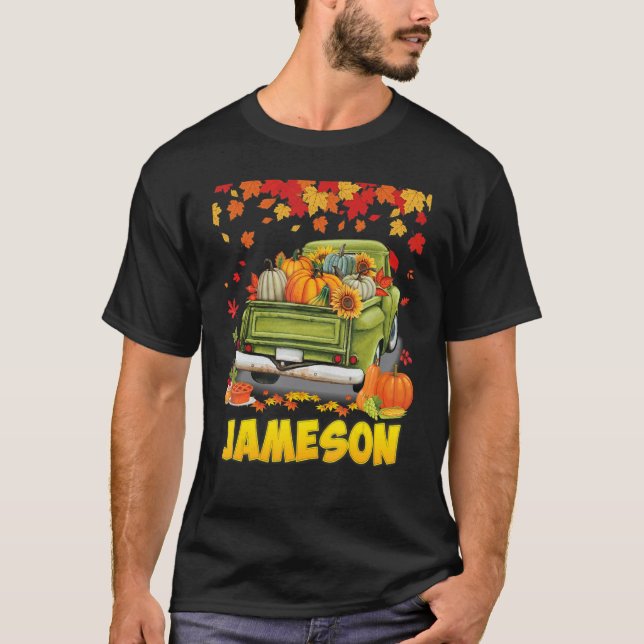Thankful Jameson Thanksgiving Pumpkin Truck Fall T T-Shirt (Front)