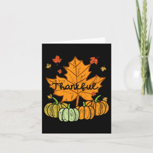 Thankful Leaf Pumpkin Cute Thanksgiving Fall Men W Card