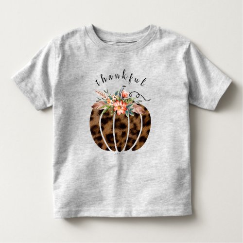 Thankful Leopard Fall Pumpkin Thanksgiving Girl Toddler T_shirt
